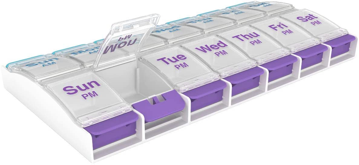 Organizador diario semanal de la medicina del botón plástico vendedor caliente