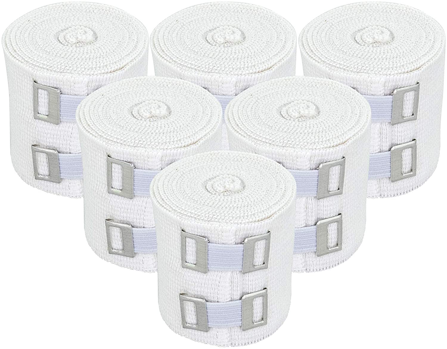 Cómodas vendas deportivas de algodón elástico blanco con clip